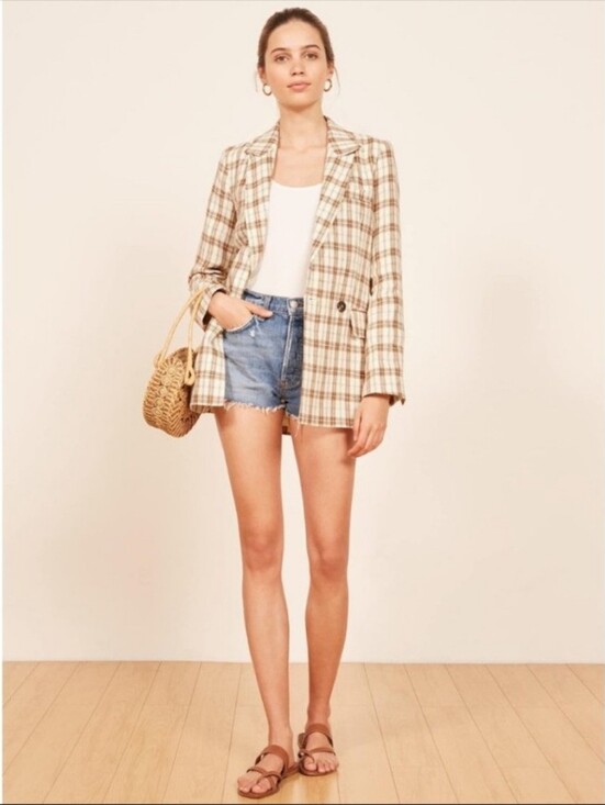 Reformation Jackets & Blazers - MWT Reformation Cream and Brown Plaid Blazer